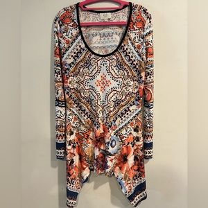 Eci Women’s Medallion Patterned Blouse - Medium - NWOT